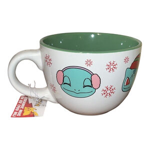 Pokemon Large 20 oz Christmas Mug with Green Interior, Snowflake Pattern